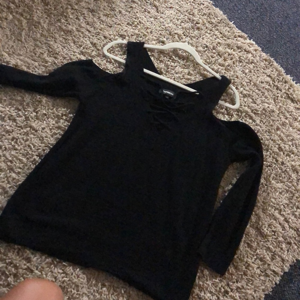 Express sweater with exposed shoulders
